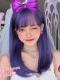 PURPLE MEDIUM LENGTH STRAIGHT SYNTHETIC WEFTED CAP WIG LG271