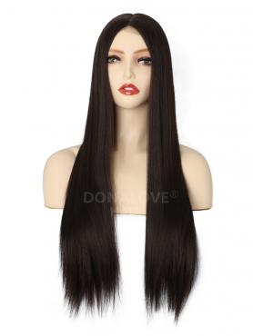 MIXED BROWN LONG STRAIGHT MIDDLE PART LACE WIG MPL002