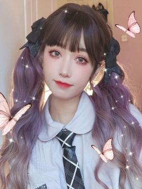GORGEOUS PURPLE GRADIENT WAVY LONG SYNTHETIC WEFTED CAP WIG LG859