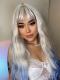 White Blonde Blue Long Water Wave Synthetic Wigs LG913