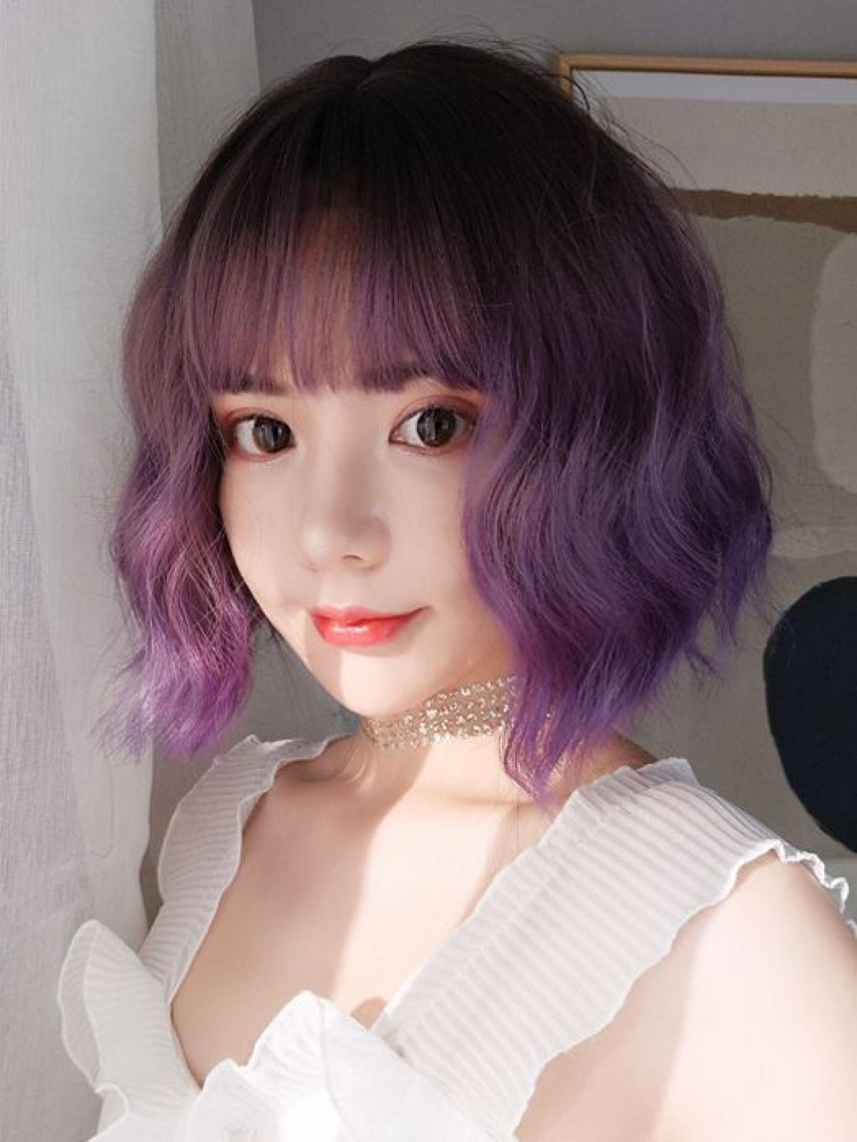 New Purple Ombre Wavy Synthetic Wefted Cap Wig Lg004 Synthetic Wigs Donalovehair 