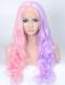 Half Pink and Half Lavender Color Wavy Synthetic Lace Front Wig-SNY075