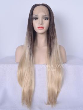 Dark Brown Ombre Blonde Long Synthetic Lace Front Wig SNY094