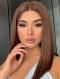 BROWN STRAIGHT SHOULDER LENGTH LACE FRONT HUMAN HAIR WIG HH126