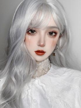 SILVER LONG WAVY SYNTHETIC WEFTED CAP WIG LG120