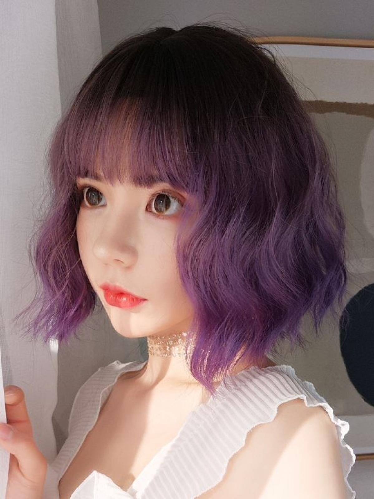 New Purple Ombre Wavy Synthetic Wefted Cap Wig Lg004 Synthetic Wigs Donalovehair 
