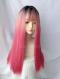 PINK OMBRE LONG STRAIGHT SYNTHETIC WEFTED CAP WIG LG126