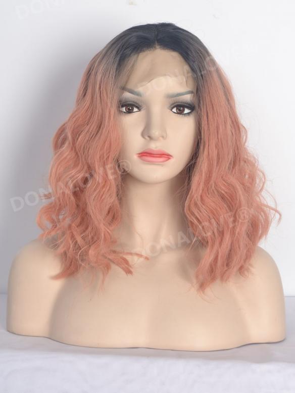 Peach Shoulder Length Wavy Bob Lace Front Synthetic Wig Sny099