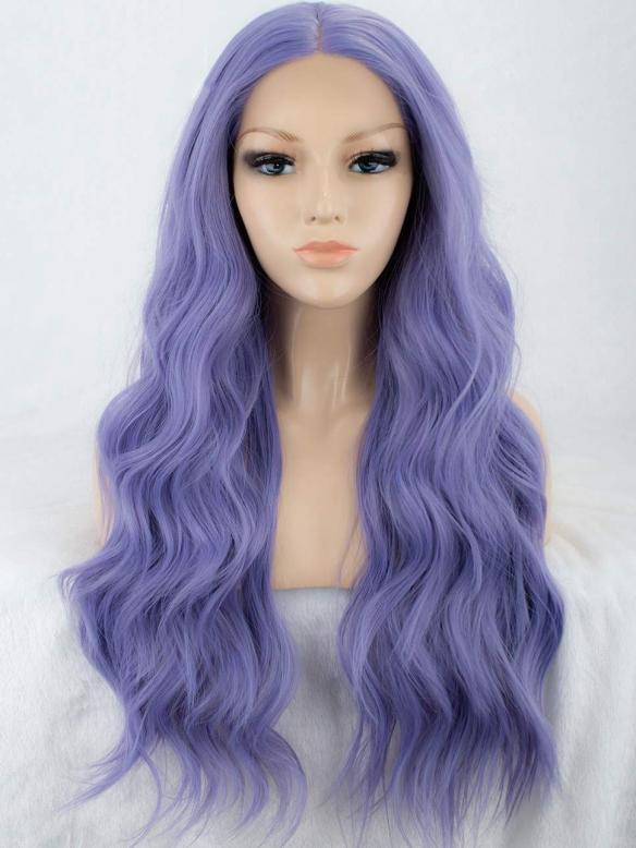 Lavender Long Curly Long Synthetic Lace Front Wig Sny004 Synthetic Wigs Donalovehair 9238