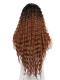 BLACK TO COPPER LONG CURLY MIDDLE PART LACE WIG MPL004