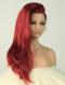 Hot Red Straight Waist-length Lace Front Synthetic Wig-DQ017