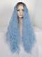 Black to Light Blue Wavy Lace Front Synthetic Wig SNY114