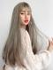 SMOKE GRAY STRAIGHT SYNTHETIC WEFTED CAP WIG LG083