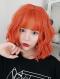 ORANGE CURLY BOB SYNTHETIC WEFTED CAP WIG LG077