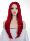 Hot Red Waist-length Straight Synthetic Lace Wig-SNY057
