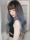 NEW GRAY MIXED HAZE BLUE LONG WAVY SYNTHETIC WEFTED CAP WIG LG063