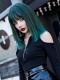 GRADIENT GREEN STRAIGHT SYNTHETIC WEFTED CAP WIG LG111