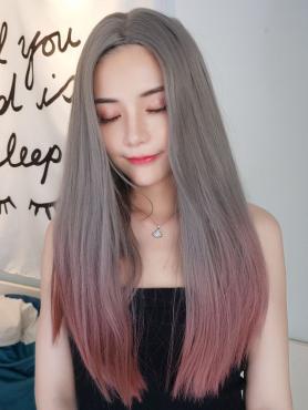 New Hot Silver Ombre Smokey Pink Synthetic Wefted Cap Wig LG010