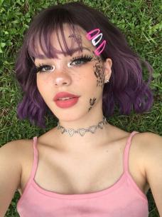 New Purple Ombre Wavy Synthetic Wefted Cap Wig LG004