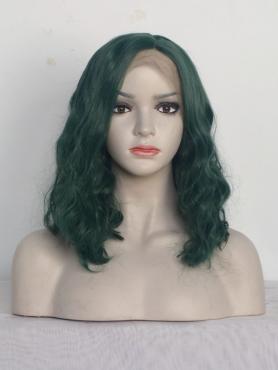 Green Wavy Shoulder Length Synthetic Lace Front Wig-SNY116