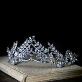 Silver Vintage Leaves Tiara AC144