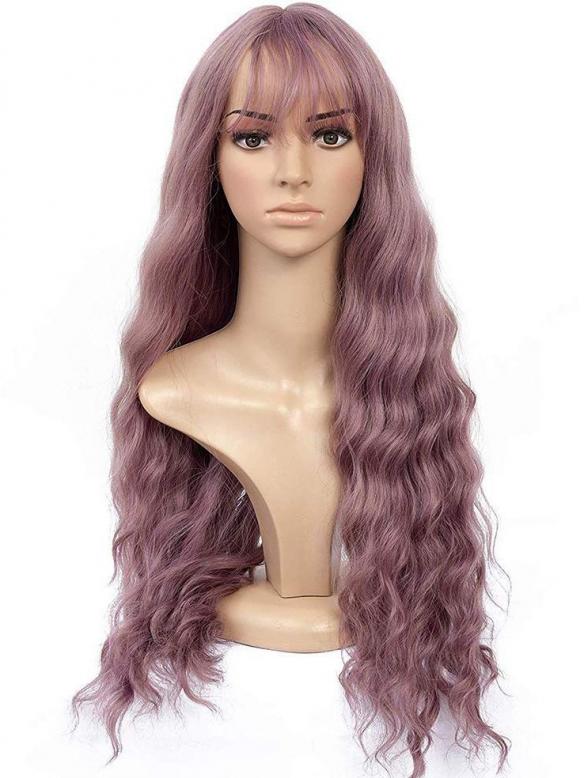 New Purple Beach Wavy Synthetic Wefted Cap Wig Ww023 Synthetic Wigs Donalovehair 