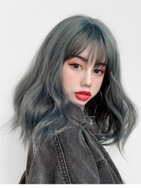 HAZE BLUE WAVY SYNTHETIC WEFTED CAP WIG LG082