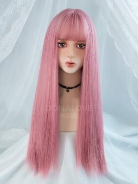 PINK LONG STRAIGHT SYNTHETIC WEFTED CAP WIG LG209