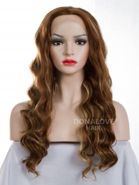 Mixed color mid back length Wavy Synthetic Lace Wig-SNY034