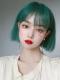 GREEN SHORT STRAIGHT SYNTHETIC WEFTED CAP WIG LG224