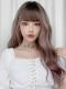 GRADIENT GRAY PINK LONG WAVY SYNTHETIC WEFTED CAP WIG LG302