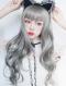 GRAY LONG WAVY SYNTHETIC WEFTED CAP WIG LG149