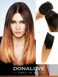 Two colors ombre indian remy clip in hair extensions --OD001