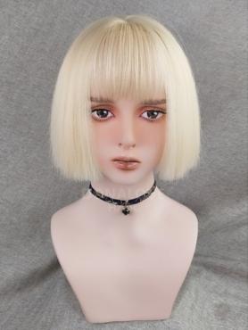 WHITE BLONDE SHORT BOB SYNTHETIC WEFTED CAP WIG LG146