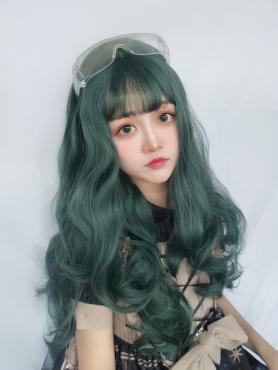 GREEN LONG WAVE WAVY SYNTHETIC WEFTED CAP WIG LG090