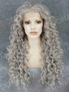 Gray waist length curly Synthetic Lace Wig-SNY068
