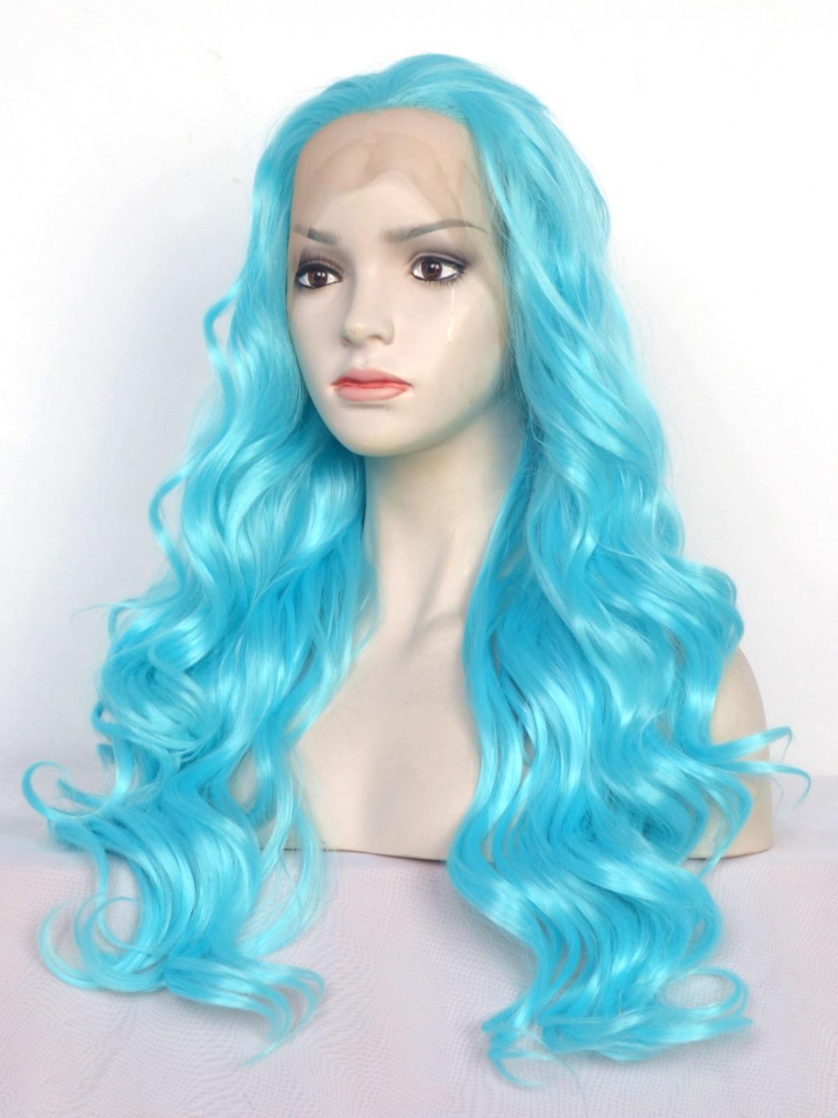 Blue Long Wavy Synthetic Lace Front Wig Sny070 Home Donalovehair 5022