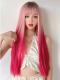 PINK OMBRE LONG STRAIGHT SYNTHETIC WEFTED CAP WIG LG126