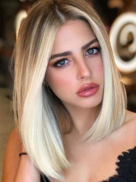 Brown to Blonde Straight Bob Lace Front Human Hair Wig HH178