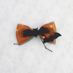 1 Pair of Halloween Pumpkin Bow Bat Hair Clips DC141