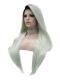 Black to Light Green Long Straight Synthetic Lace Front Wig SNY319