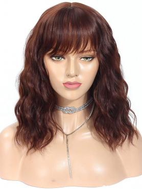 NEW BROWN WAVY SYNTHETIC WEFTED CAP WIG WW038