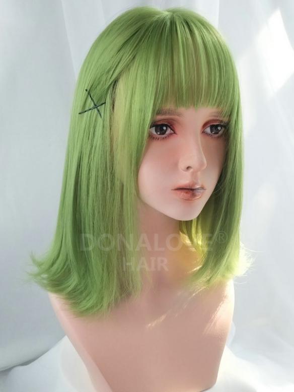 MATCHA GREEN SHOULDER LENGTH SYNTHETIC WEFTED CAP WIG LG133