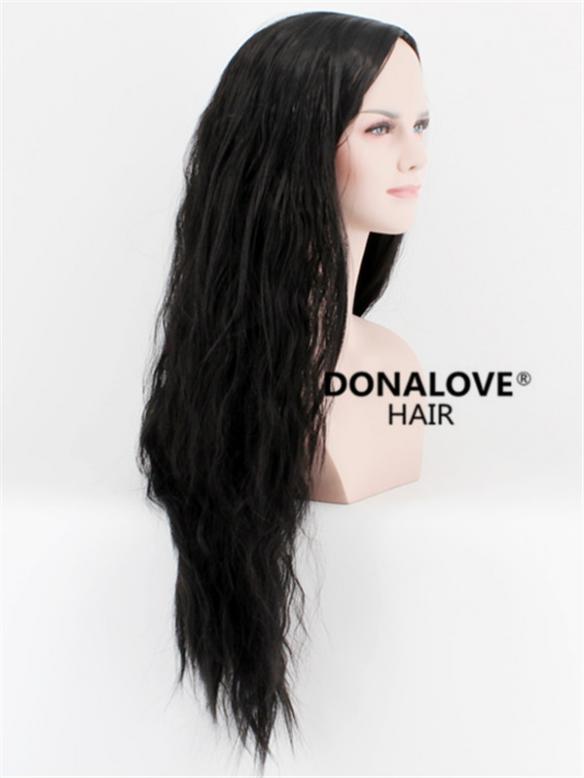 Black Wave Waist Length Synthetic Wefted Cap Wig WW012