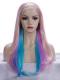 Pastel Colorful Waist-length Straight Synthetic Lace Wig-SNY024