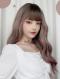 GRADIENT GRAY PINK LONG WAVY SYNTHETIC WEFTED CAP WIG LG302