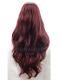 DARK RED LONG WAVY SYNTHETIC LACE FRONT WIG SNY269