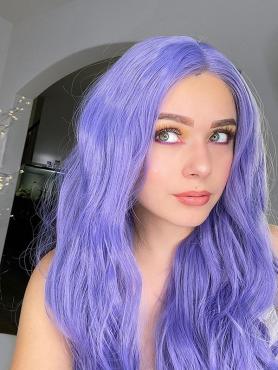 LAVENDER LONG CURLY LONG SYNTHETIC LACE FRONT WIG SNY004