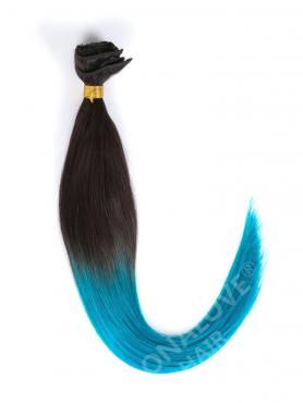 Black to Blue Shade Color Coloful Ombre Clip In Hair Extensions CD015