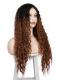 BLACK TO COPPER LONG CURLY MIDDLE PART LACE WIG MPL004